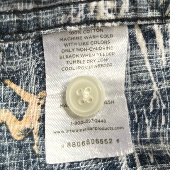 DIP Vintage Hawaiian Shirt Navy Surf Ocean Print Men’s L 100% Cotton - Picture 7 of 9